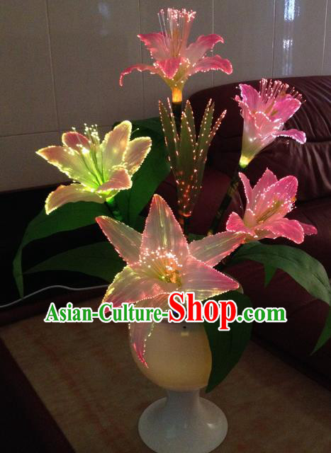 Traditional Handmade Chinese Lily Flowers Electric LED Lights Lamps Lamp Decoration