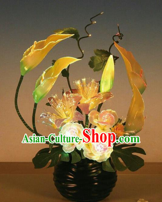 Traditional Handmade Chinese Bonsai Alocasia Lanterns Electric LED Lights Lamps Desk Lamp Decoration