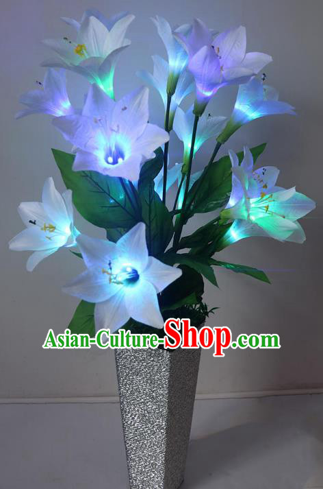 Traditional Handmade Chinese Lily Flowers Lanterns Electric LED Lights Lamps Desk Lamp Decoration