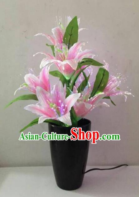 Traditional Handmade Chinese Lily Flowers Lanterns Electric LED Lights Lamps Desk Lamp Decoration