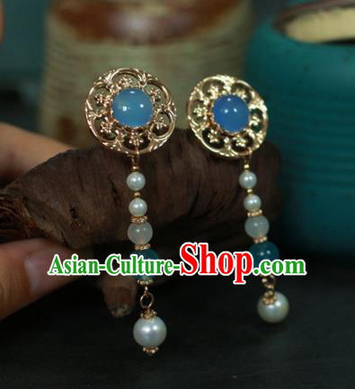 Traditional Chinese Ancient Handmade Blue Hair Stick Classical Hair Accessories Hairpins for Women