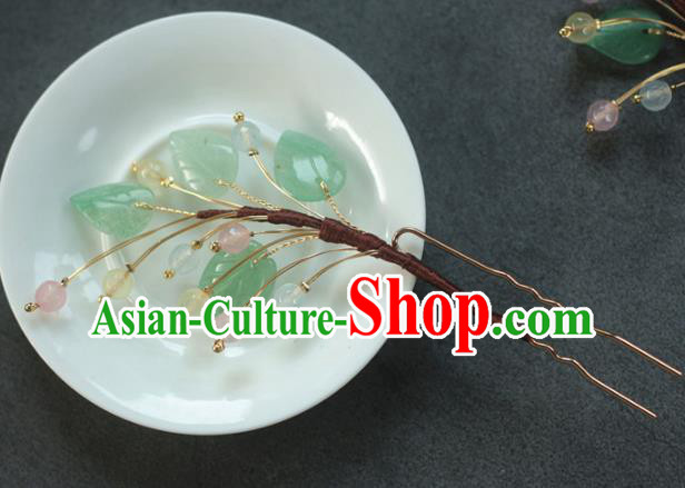 Traditional Chinese Ancient Handmade Leaf Hair Stick Classical Hair Accessories Hairpins for Women