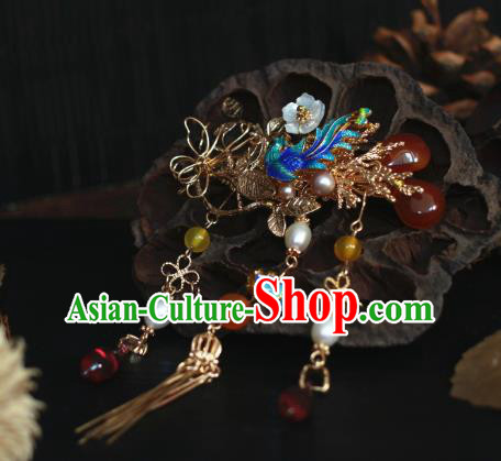 Traditional Chinese Ancient Blueing Hair Clips Hair Accessories Handmade Hanfu Hairpins for Women