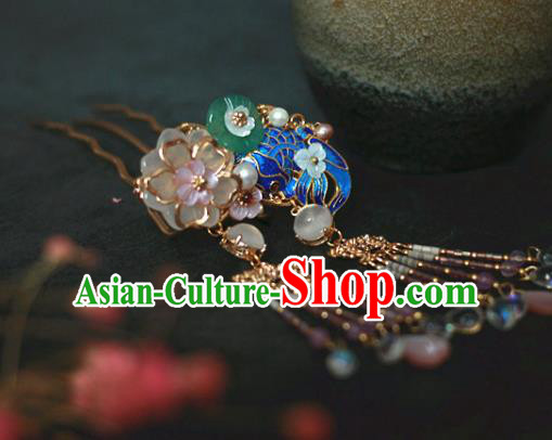 Traditional Chinese Ancient Blueing Lotus Hair Clips Hair Accessories Handmade Hanfu Hairpins for Women