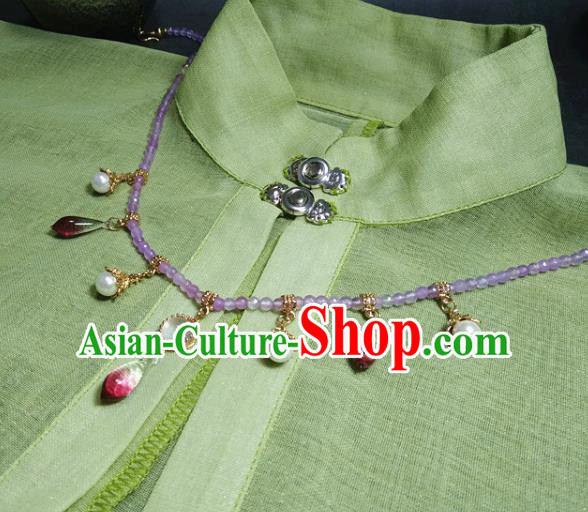 Traditional Chinese Ancient Handmade Necklace Hanfu Purple Beads Necklets for Women