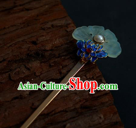 Traditional Chinese Ancient Blueing Lotus Hair Clips Hair Accessories Handmade Hanfu Hairpins for Women