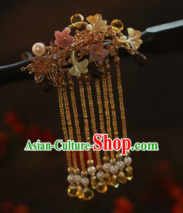 Traditional Chinese Ancient Golden Tassel Hair Claws Hair Accessories Handmade Hanfu Hairpins for Women