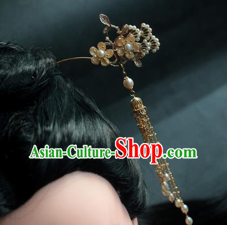 Traditional Chinese Ancient Pearls Tassel Step Shake Hair Clips Hair Accessories Handmade Hanfu Hairpins for Women