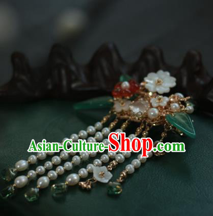 Traditional Chinese Ancient Pearls Tassel Hair Claws Hair Accessories Handmade Hanfu Golden Hairpins for Women