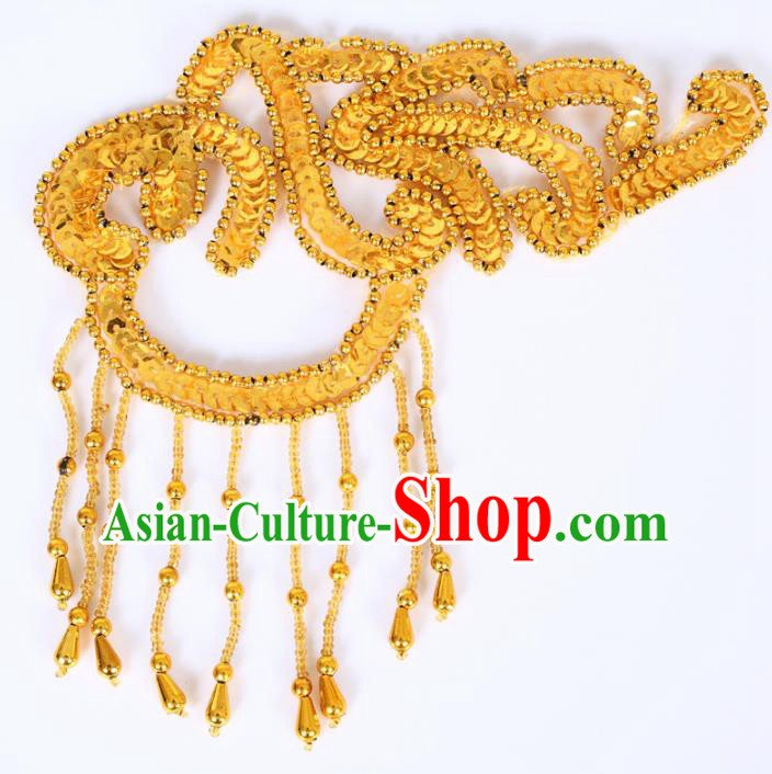 Chinese Traditional Folk Dance Hair Accessories Yangko Dance Golden Sequins Headwear for Women