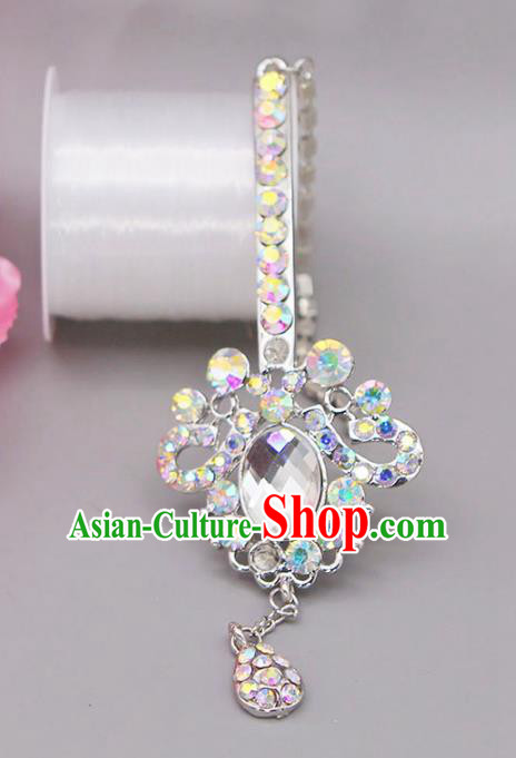 Chinese Ancient Hair Accessories Crystal Eyebrows Pendant Traditional Tassel Hairpins Headwear for Women