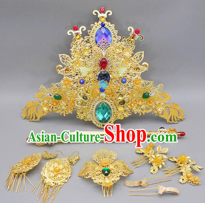 Chinese Ancient Hair Accessories Hanfu Phoenix Coronet Traditional Tassel Hairpins Headwear for Women