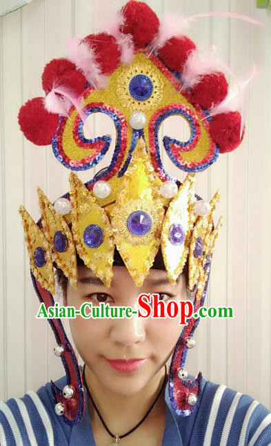 Chinese Classical Dance Hair Accessories Traditional Folk Dance Drum Dance Hats Headwear for Women