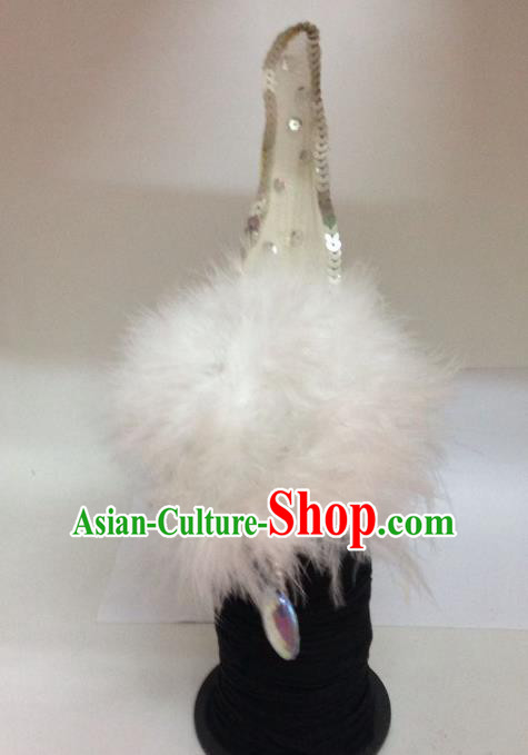 Chinese Classical Dance Hair Accessories Traditional Folk Dance Feather Headwear for Women