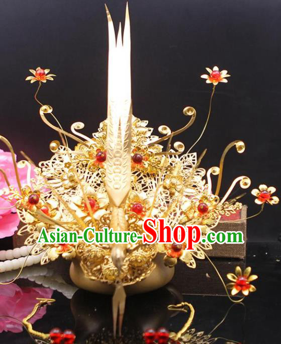 Chinese Ancient Hair Accessories Hanfu Hairpins Phoenix Coronet Traditional Queen Headwear for Women