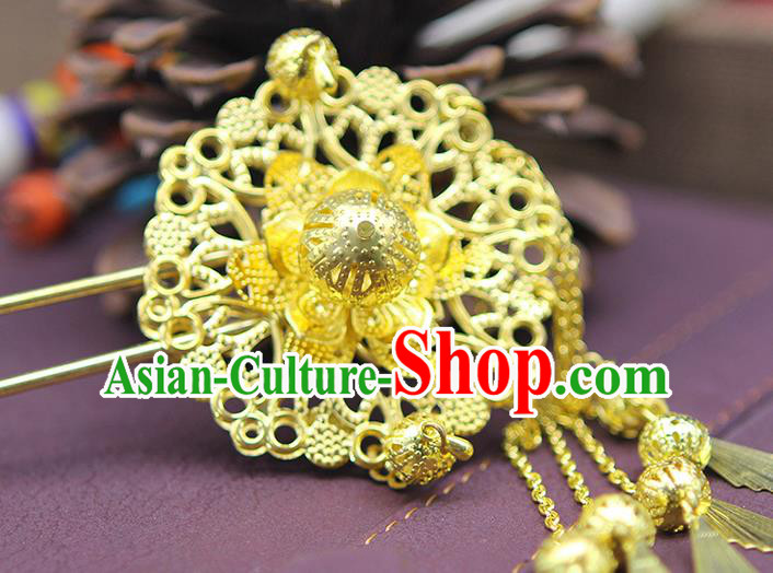 Chinese Ancient Hair Accessories Hanfu Golden Hairpins Hair Clip Traditional Palace Headwear for Women