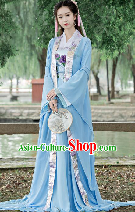 Traditional Chinese Ancient Palace Lady Embroidered Costume Tang Dynasty Princess Hanfu Dress for Women