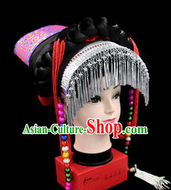 Traditional Chinese Miao Nationality Dance Clothing Hmong Ethnic Minority Costumes and Headwear