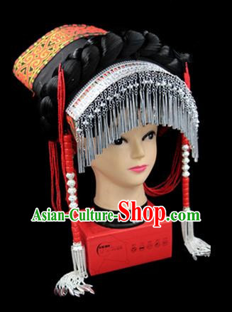 Traditional Chinese Miao Nationality Dance Clothing Hmong Ethnic Minority Costumes and Headwear