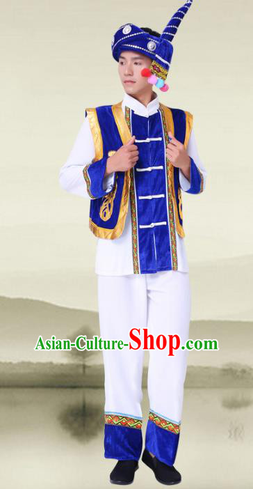 Traditional Chinese Tujia Nationality Costumes and Headwear Tujia Ethnic Minority Embroidery Clothing for Men