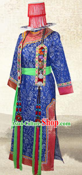 Traditional Chinese Yugu Nationality Costume, China Yuku Ethnic Minority Dance Clothing and Hats for Women