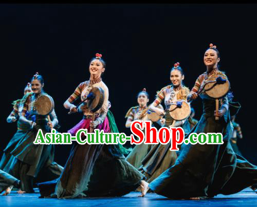 Traditional Chinese Folk Dance Drum Dance Costume, China Classical Dance Clothing for Women