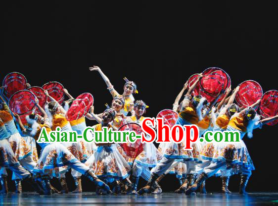 Traditional Chinese National Minority Folk Dance Costume, Children Mongolian Classical Dance Yangge Clothing for Kids