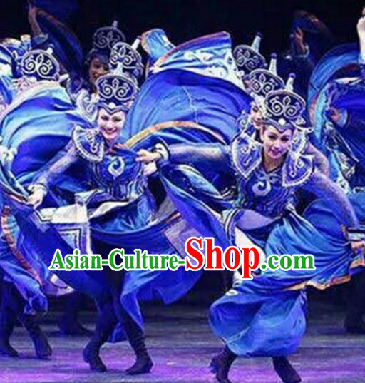 Traditional Chinese Nationality Folk Dance Embroidered Costume, China Ethnic Minority Dance Clothing for Women