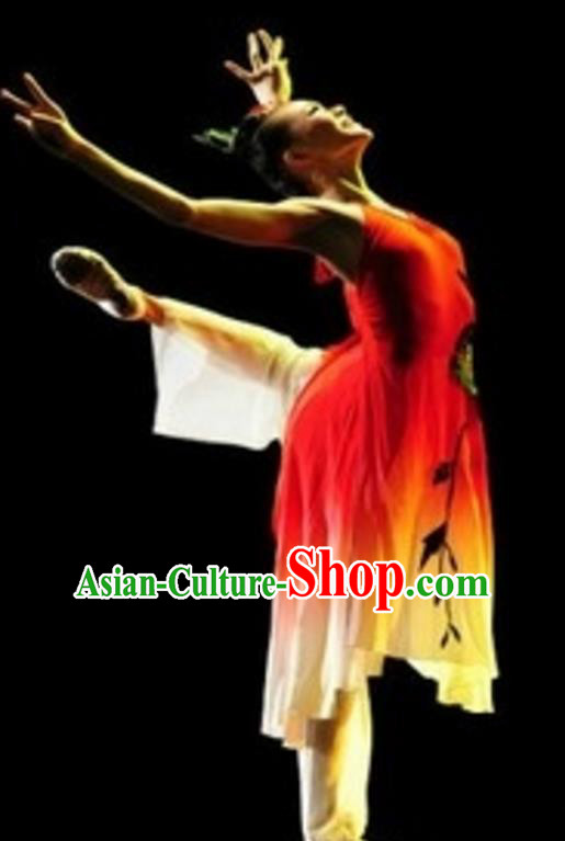 Traditional Chinese Classical Dance Costume, Folk Dance Umbrella Dance Clothing for Women