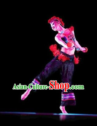 Traditional Chinese Classical Dance Costume, Folk Dance Yangko Dance Dress Clothing for Women