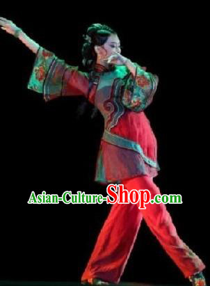 Traditional Chinese Classical Dance Costume, Folk Dance Yangko Dance Red Dress Clothing for Women
