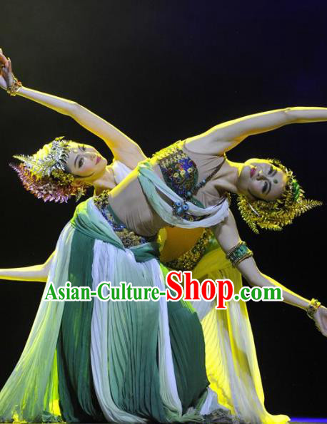 Chinese Traditional Folk Dance Classical Dance Stage Performance Costume, China Ethnic Minority Clothing for Women