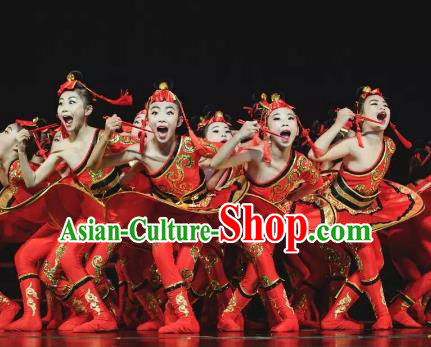 Chinese Traditional Mongol Ethnic Stage Performance Costume, China Nationality Folk Dance Clothing for Children