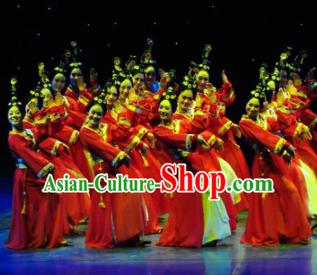 Traditional Chinese Ancient Dance Costume, China Folk Dance Classical Dance Hanfu Embroidery Clothing for Women