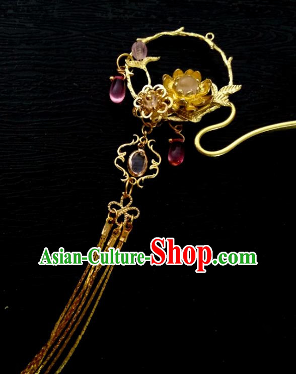 Chinese Traditional Ancient Hair Accessories Classical Colored Glaze Hairpins Hanfu Tassel Step Shake Stick Headwear for Women