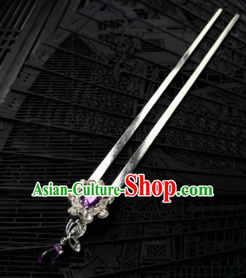 Chinese Traditional Ancient Hair Accessories Classical Hanfu Purple Grass Hairpins for Women