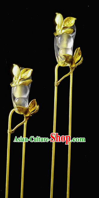 Chinese Traditional Ancient Hair Accessories Classical Hanfu Brass Hairpins for Women