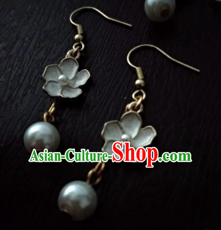 Chinese Traditional Ancient Accessories Earrings Classical Hanfu Flowers Eardrop for Women