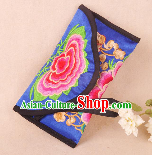 Chinese Traditional Embroidery Craft Embroidered Royalblue Bags Handmade Handbag for Women