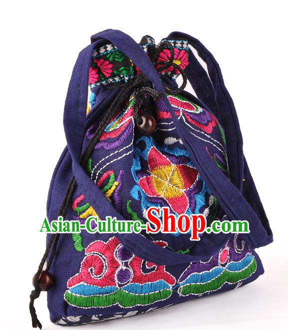 Chinese Traditional Embroidery Craft Embroidered Purple Pocket Bags Handmade Handbag for Women
