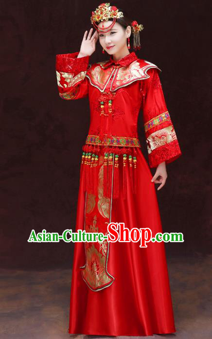 Chinese Traditional Bride Toast Clothing Red Xiuhe Suits Ancient Bottom Drawer Wedding Costumes for Women