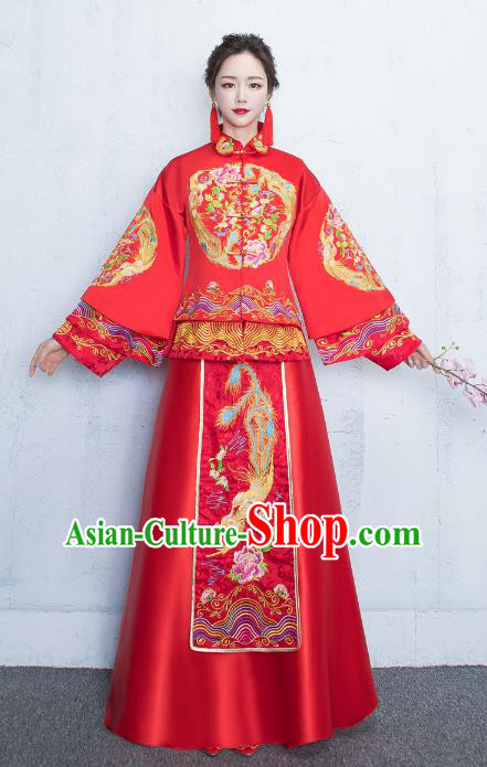 Chinese Traditional Bride Toast Clothing Xiuhe Suits Ancient Embroidery Peony Bottom Drawer Wedding Costumes for Women