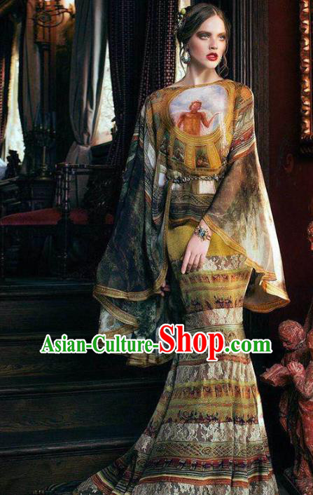 Top Grade Stage Performance Costumes Renaissance Catwalks Full Dress Modern Fancywork Clothing for Women