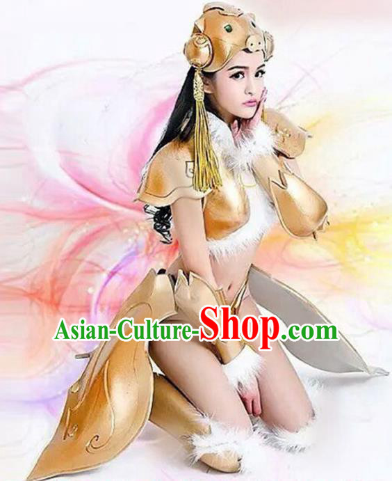 Top Grade Stage Performance Costumes Halloween Cosplay Modern Fancywork Clothing and Headwear for Women