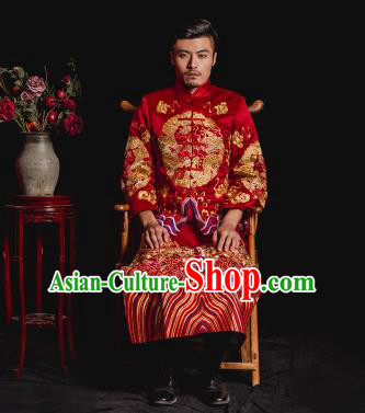 Chinese Traditional Embroidery Wedding Costume China Ancient Bridegroom Tang Suit Embroidered Gown for Men