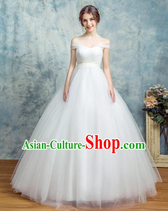Top Grade Advanced Customization Wedding Dress White Bridal Veil Full Dress Costume for Women