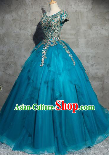 Top Grade Advanced Customization Wedding Dress Chorus Blue Dress Bridal Veil Full Dress Costume for Women