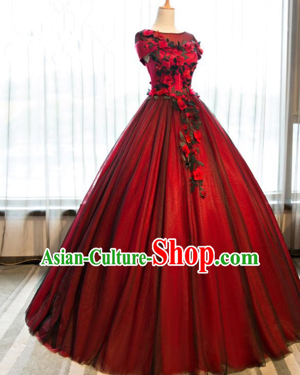 Top Grade Advanced Customization Embroidered Wedding Dress Chorus Compere Dress Bridal Veil Full Dress Costume for Women