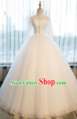 Top Grade Advanced Customization White Veil Bubble Dress Wedding Dress Compere Bridal Full Dress for Women