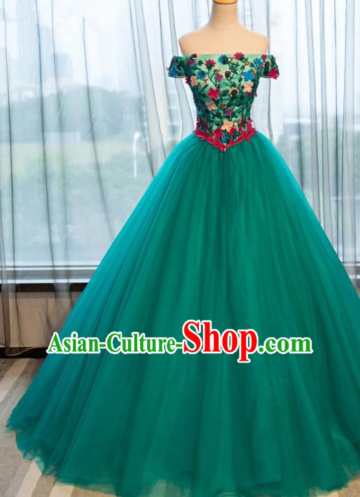 Top Grade Advanced Customization Green Veil Bubble Dress Wedding Dress Compere Bridal Full Dress for Women